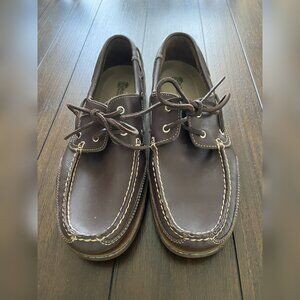 Rockport Bridgeport Washable Brown Leather Boat Loafer Shoes Men's 10.5